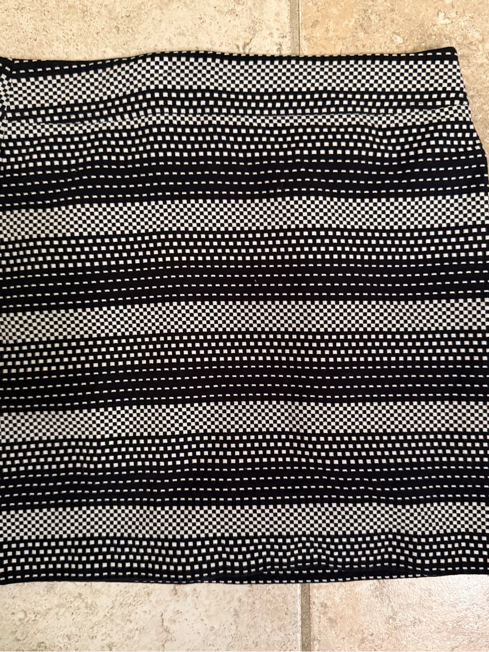 LOFT Black and White Striped Check Pencil Skirt